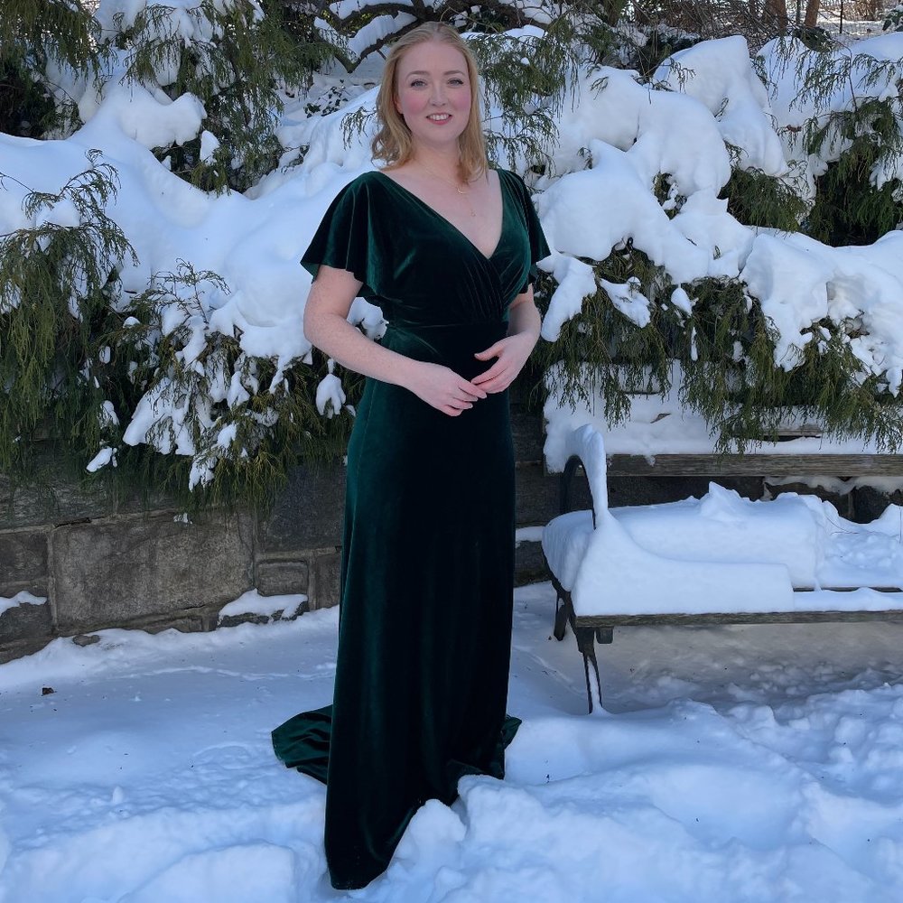 Jenny Yoo Ellis Green Velvet Open Back Dress